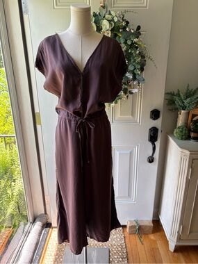 cloth & stone Chocolate Brown V-Neck Tie-Waist Maxi Dress